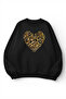 Unisex Soft Textured Leopard Heart Printed Design Oversize 3 Thread Crew Neck Sweatshirt