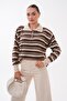 Women's Stripe Patterned Polo Collar Knitted Sweater 265303 - - 4