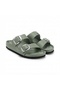Mk205 Water Green Genuine Leather Full Covered Cork Sole Double Buckle Unisex Orthopedic Slippers - 6