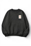 Unisex Soft Textured Lucky Heart Ace Printed Design Oversize 3 Yarn Crew Neck Sweatshirt