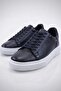 Men's Genuine Leather Navy Blue Sports Shoes - 2