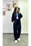 Pants with Elastic Waist and Grass Stitching, Top with Batwing Sleeves, and Elastic Waist Detail Sweatpants Set. - 3