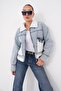 Women's Pocket Collar Plush Detailed Denim Coat 265289 - - 3