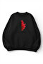 Unisex Soft Textured Red Tree Printed Design Oversize 3 Thread Crew Neck Sweatshirt