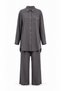 Linen Suit with Stone Detailed Shirt and Pocket Detailed Trousers 7552 Anthracite - 2