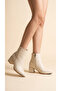 Pointed Toe Leather Look Leather Front Metal Detailed Zippered Short Simple Classic Boots Bootie - 4