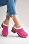 Zerlinda Women's Genuine Leather Clogs Slippers Fuchsia Suede - 7