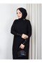 Pleated Sleeves Buttoned Knitwear Dress Black - 5