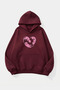 Unisex Soft Textured Cat Heart Printed Design Oversize 3 Thread Hoodie Sweatshirt