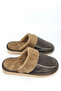 Men's Fur-Lined Non-Slip Sole Home Slippers with Sewing Details - 7