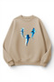 Unisex Soft Textured Sapphire Whale Printed Design Oversize 3 Thread Crew Neck Sweatshirt