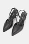 Women's Black Genuine Natural Leather 35-41 Size Heel-Style Open Back Shoes - 2