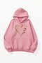 Unisex Soft Textured Leopard and Butterfly Heart Printed Design Oversize 3 Thread Hoodie Sweatshirt
