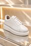 Lunera Women's White Platform Sneaker – Metallic Detailed Lace-Up Casual Sports Shoes