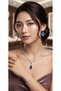 Blue Drop Stone Diamond-Shaped Pendant Earring Bracelet Set - 2