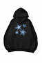 Unisex Soft Textured Denim Stars Printed Design Oversize 3 Thread Hoodie Sweatshirt