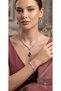 Blue Drop Stone Diamond-Shaped Pendant Earring Bracelet Set - 3