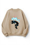 Unisex Soft Textured Two Souls Flow Printed Design Oversize 3 Thread Crew Neck Sweatshirt