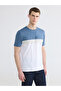 Esvab • Modern & Distinctive Zero Roba Collar Color Block Combed Cotton Men's T-Shirt - 2