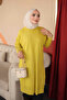 Oil Green Crew Neck Mercerized Loose Knitwear Tunic with Cufflinks