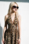 Leopard Patterned Flared Women's Strap Dress - 4