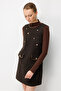 Blouse Inside and Ornamental Buttoned Mini Dress 5907 - 4
