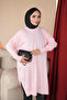 Candy Pink Crew Neck Mercerized Loose Knitwear Tunic - 4