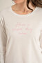 Women's Pajama Set, Combed Modal, 50% Cotton 50% Modal, Round Neck, with Pockets, Have a Super Day Printed - 2