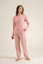 Women's Pajama Set, Combed Modal, 50% Cotton 50% Modal, Buttoned Collar, with Pockets, Sweet Sunday Print