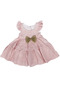 Girl's Pink Yellow Glittery Bow Muslin Dress - 2