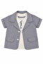 Boy's Ecru Gray Striped Shirt, Jacket and Shorts 3-Piece Set - 2