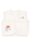 Baby Girl Ecru Cross-Stitched Rose Embroidered Ruffled Quilted Combed Cotton Vest