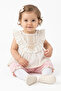 Baby Girl Ecru Pink Ruffled Scalloped Muslin 2-Piece Set