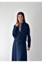 Modal Fabric High Collar Double Pocket Gathered Skirt Suit - 3