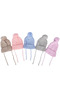 Unisex Gray Hair Braided Pom-Pom Drawstring Knitwear Beanie 0-6 Months - 2