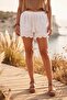 Italian White Lined Tassel Tied Embroidered Elastic Waist Casual Woven Shorts 40 57 - 6