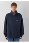 Logo Printed Semi-Zip Oversized Men's Sweatshirt - 2