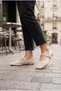 Lora Women's Beige Suede Rubber Buckle Strap Ballerinas Flat Sole Daily Office Shoes - 2