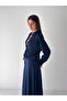 Modal Fabric High Collar Double Pocket Gathered Skirt Suit - 6