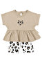 Baby Girl Brown and White Leopard Patterned Tights 2-Piece Set - 2