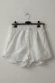 Italian White Lined Tassel Tied Elastic Waist Casual Scalloped Woven Blouse 36 55 - 2