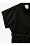 Belt Detailed Buttoned Stand Collar Short Sleeve Vest - 3