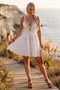 Italian White Strapless Neckline Lined Skirt Ruffle Adjustable Strap Scalloped Woven Dress 90 50 - 7