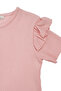 Girl's Salmon Sleeves Ruffled Floral Embroidered Wrinkled 2-Piece Set - 4