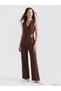 Vizyon New Season Brown Regular Fit Wide Leg Women's Trousers
