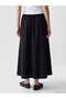 Vizyon New Season Black Elastic Waist Flared Skirt with Pockets - 4