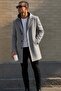 Men's Windproof Wool Blend Zipper Detailed Hooded Cashmere Coat - 5