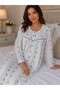 100% Cotton Long Sleeve Button Collar Oversized Women'S-Mother's Long Length Nightgown - 4