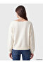 Ozmarka New Season Beige Boat Neck Oversize Women's Thick Sweatshirt - 5