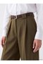 Özmarka New Season Khaki Pleated Women's Trousers with Belted Waist - 3